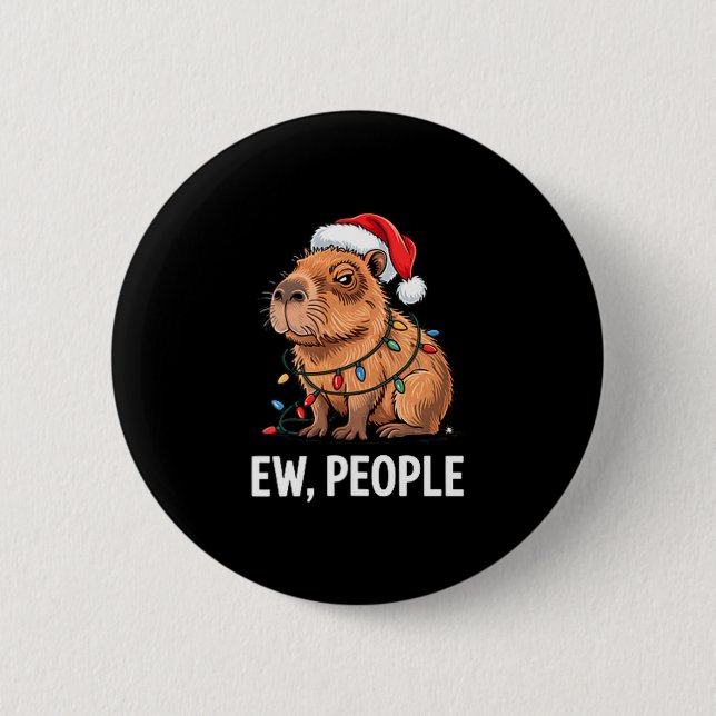 Ew People Capybara Christmas Lights Funny Introver 6 Cm Round Badge (Front)