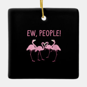 Ew People Flamingo Social Distancing Tropical Ceramic Ornament