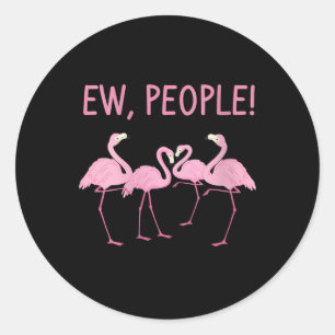 Ew People Flamingo Social Distancing Tropical Classic Round Sticker