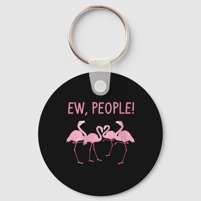 Ew People Flamingo Social Distancing Tropical Key Ring (Front)