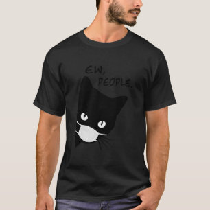 Ew People Funny Black Cat Face Witch Mask T-Shirt
