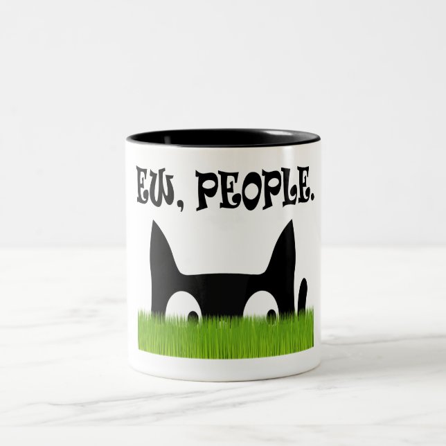 Ew People Funny Cat Green Grass Mug (Center)
