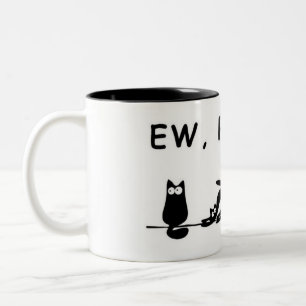"Ew, People — Funny Cat Mug" Two-Tone Coffee Mug