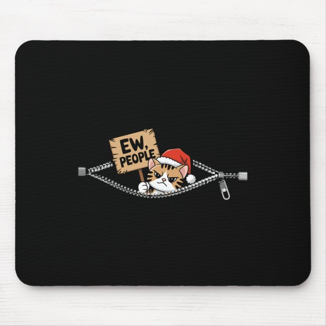 Ew People Funny Cute Christmas Cat For Kitty Enthu Mouse Mat (Front)