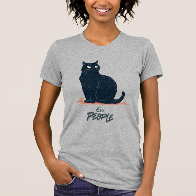 Ew People Funny Introvert Cat Vintage T-Shirt (Front)