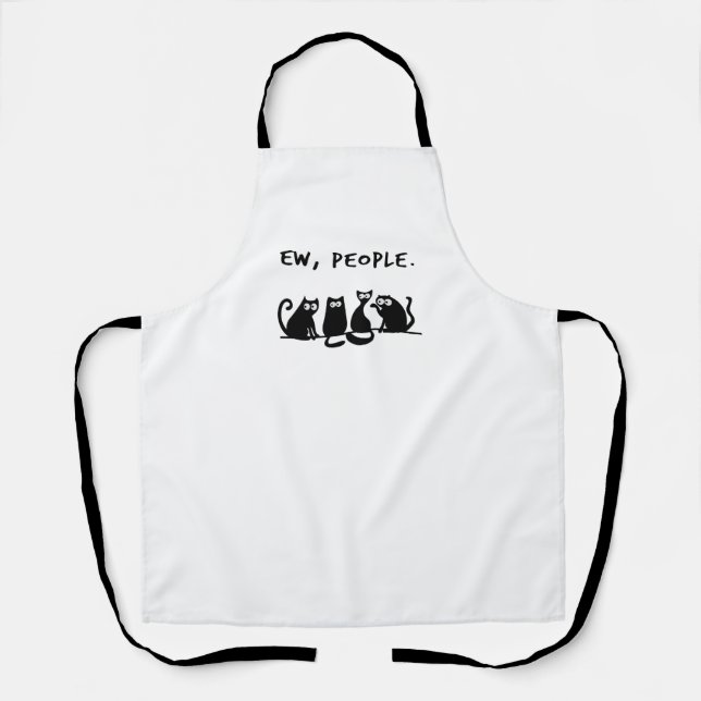 Ew People Funny Meowy Black Cats  Apron (Front)