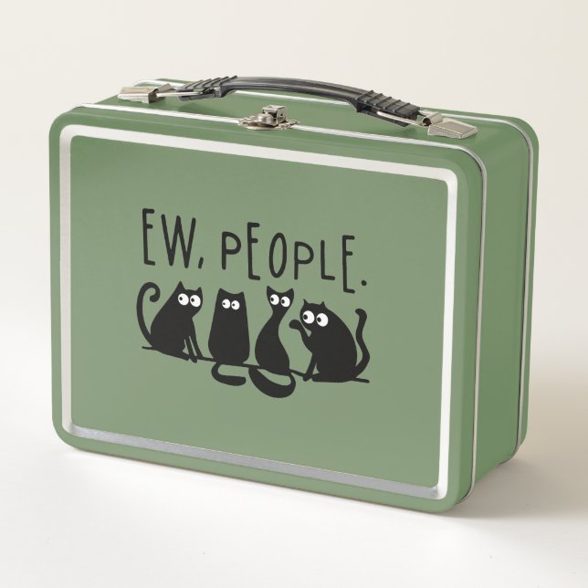 Ew People Funny Meowy Black Cats  Metal Lunch Box (Front)