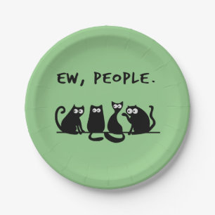 Ew People Funny Meowy Black Cats Paper Plate