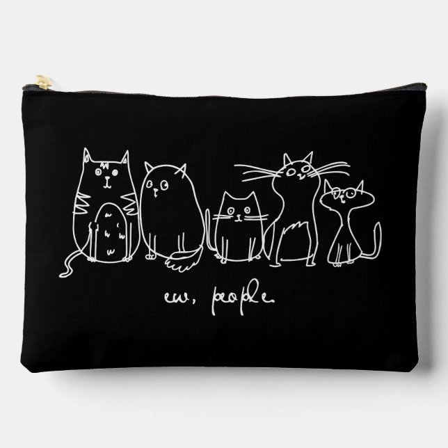 Ew, People Funny Meowy Cat Lovers Accessory Pouch (Front)