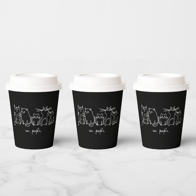 Ew, People Funny Meowy Cat Lovers Paper Cups (Multi)