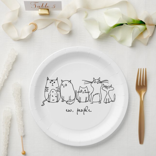 Ew, People Funny Meowy Cat Lovers Paper Plate (Wedding)