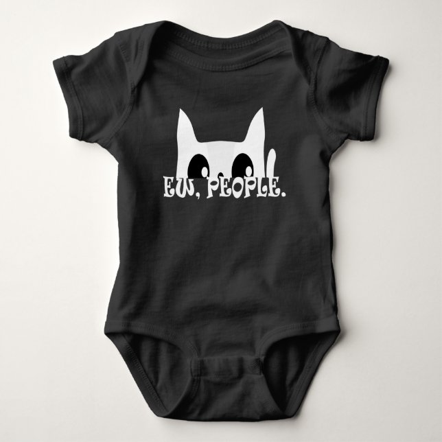 Ew People Funny White Cat Baby Bodysuit (Front)