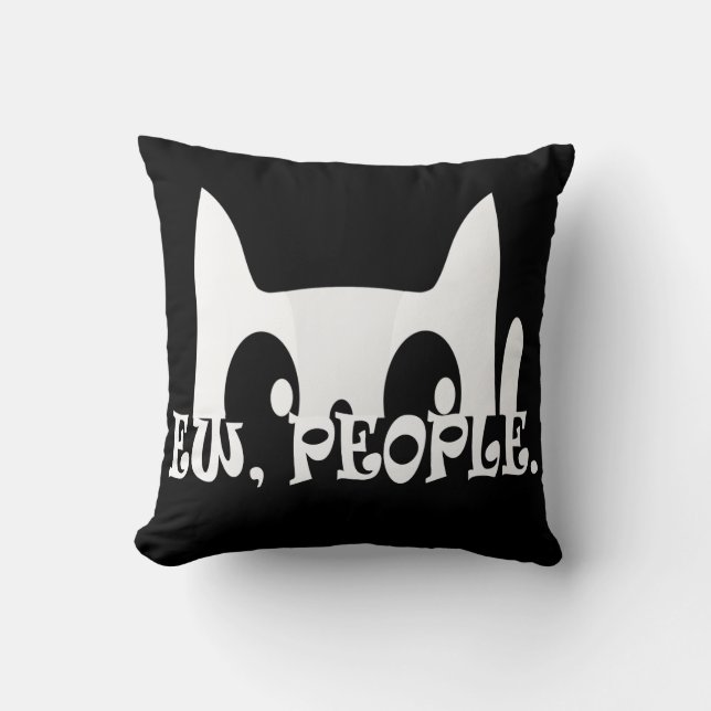 Ew People Funny White Cat Cushion (Front)