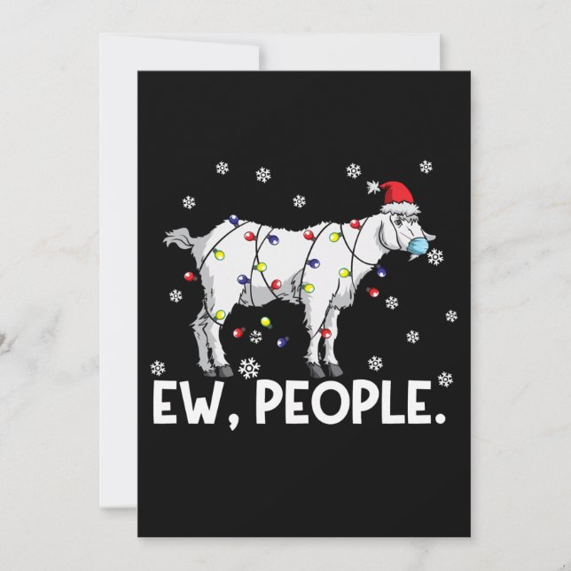 Ew People Goat Gift Santa Funny Goat Xmas Gift Holiday Card (Front)