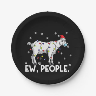 Ew People Goat Gift Santa Funny Goat Xmas Gift Paper Plate