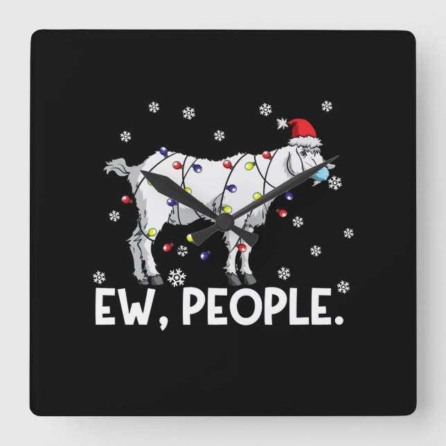 Ew People Goat Gift Santa Funny Goat Xmas Gift Square Wall Clock (Front)