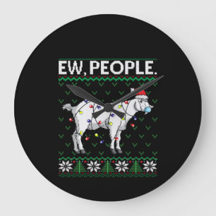 Ew People Goat Santa Ugly Christmas Gift Large Clock