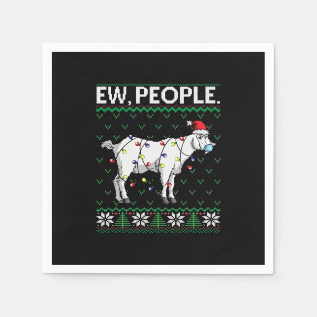 Ew People Goat  Santa Ugly Christmas Gift Napkin (Front)