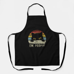 Ew People Retro Cat Funny Vintage Anti Social Intr Apron