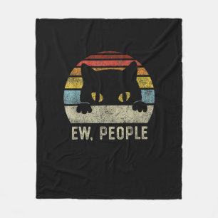 Ew People Retro Cat Funny Vintage Anti Social Intr Fleece Blanket