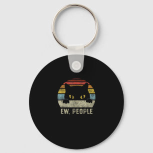 Ew People Retro Cat Funny Vintage Anti Social Intr Key Ring