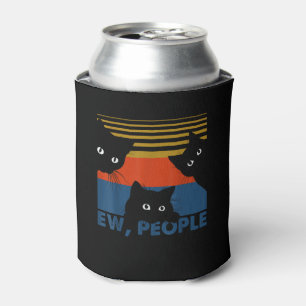 Ew People Retro Cat Funny Vintage Introvert Can Cooler