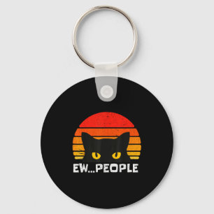 Ew People Retro Funny Black Cat Anti Social Men Wo Key Ring