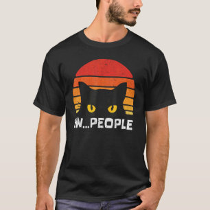 Ew People Retro Funny Black Cat Gifts Anti Social T-Shirt