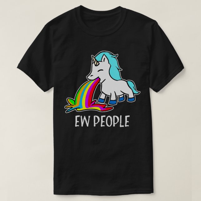 Ew People Unicorn Vomiting Rainbow Funny Introvert T-Shirt (Design Front)