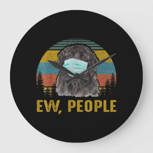 Ew People Vintage Retro Newfoundland Dog Gift Large Clock