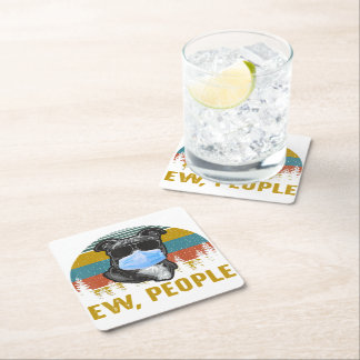 Ew People Vintage Retro Staffordshire Bulldog Square Paper Coaster