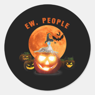 Ew People Whippet Wearing A Face Mask Halloween Classic Round Sticker