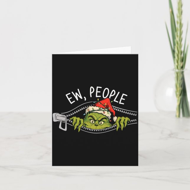 Ew People Xmas Funny Santa Sarcastic Anti Social I Card (Front)