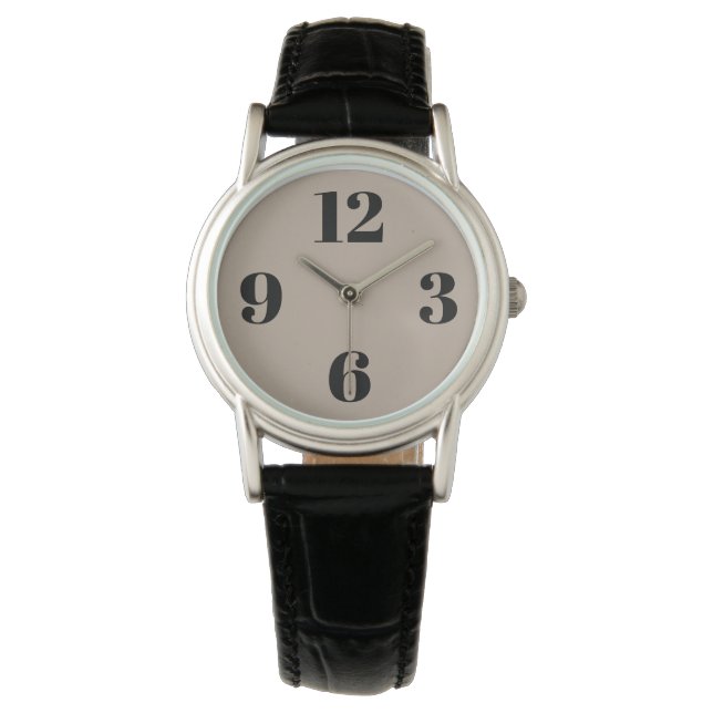 eWatch Watch - Beige Background Large numbers (Front)