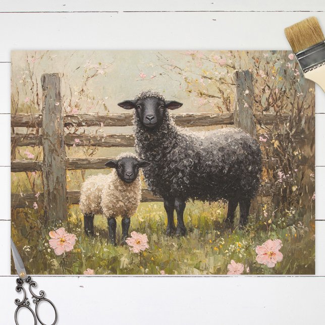 Ewe and Lamb Spring Sheep Art Decoupage Tissue Paper (Creator Uploaded)