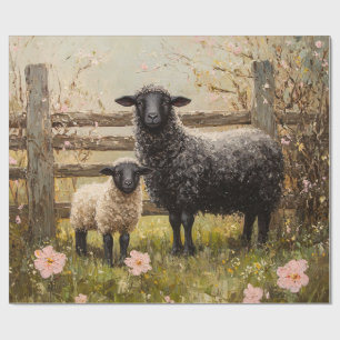 Ewe and Lamb Spring Sheep Art Decoupage Wrapping Paper