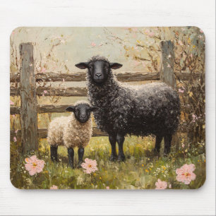 Ewe and Lamb Spring Sheep Art Mouse Mat