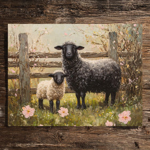 Ewe and Lamb Spring Sheep Art Postcard