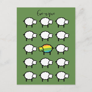 ewe-nique quote rainbow sheep unique postcard