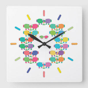 Ewes in Hues Acrylic Wall Clock