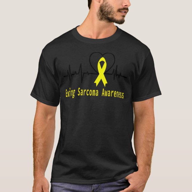 Ewing Sarcoma Awareness Heartbeat Yellow Support T-Shirt (Front)