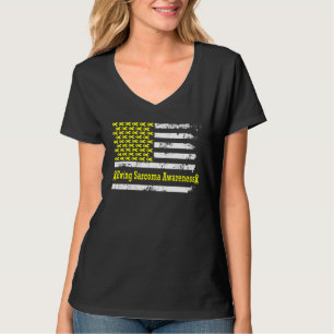 Ewing Sarcoma Awareness USA Flag American Yellow S T-Shirt