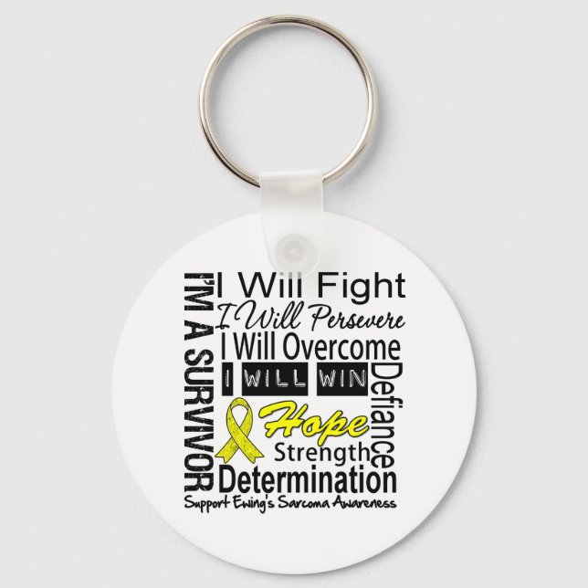 Ewing Sarcoma Persevere Fight Overcome Win Key Ring (Front)