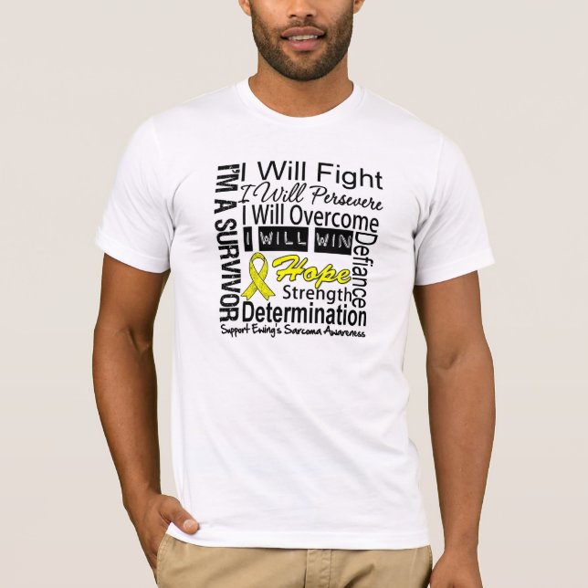 Ewing Sarcoma Persevere Fight Overcome Win T-Shirt (Front)