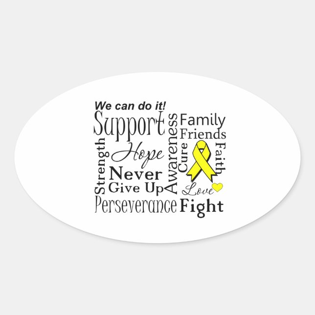 Ewing Sarcoma Supportive Words Oval Sticker (Front)
