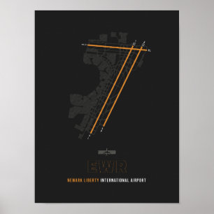 EWR - Newark Liberty Airport Runway Diagram Art Poster