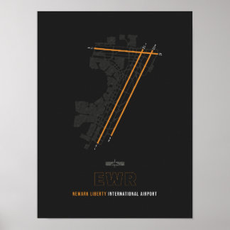 EWR - Newark Liberty Airport Runway Diagram Art Poster