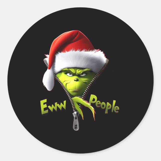 Eww, People Santa Hat Funny Christmas Mens Womens  Classic Round Sticker (Front)