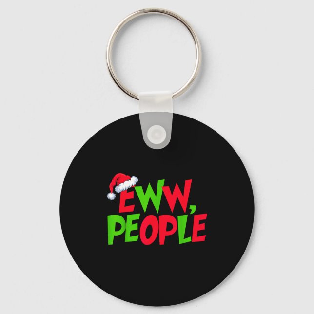 Eww People Santa Hat Funny Christmas Mens Womens K Key Ring (Front)