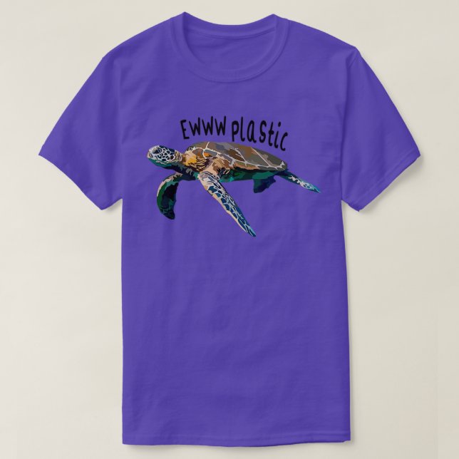 Ewww Plastic Sea Turtle T-Shirt (Design Front)